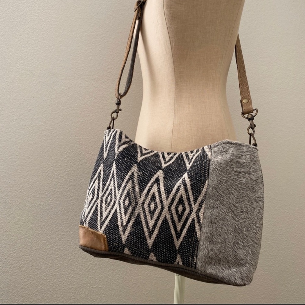 Reposhing Myra Cowhide and canvas crossbody